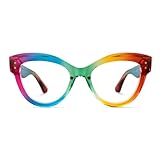Zeelool Rainbow Cat Eye Glasses Frame for Women, Fashion Desingn Eyeglasses Frame with Non-prescription Clear Lens Rosalee ZJGT701440-02 Multicolor