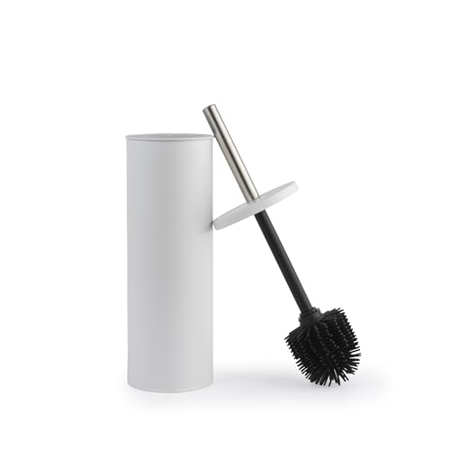 Beldray Brosse WC et Support - Traité Anti-bac, Poils en Silicone Anti-Rayures - Anti-éclaboussures - Design Discret fermé - Long Manche - Tête hygiénique...