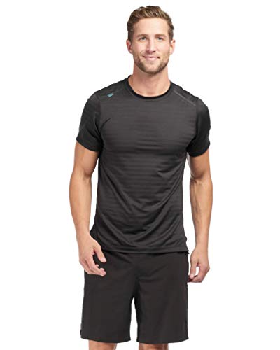 Rhone Swift Short Sleeve Black Medium| Breathable Lightweight Moisture Wicking Anti-Odor Workout Shirt