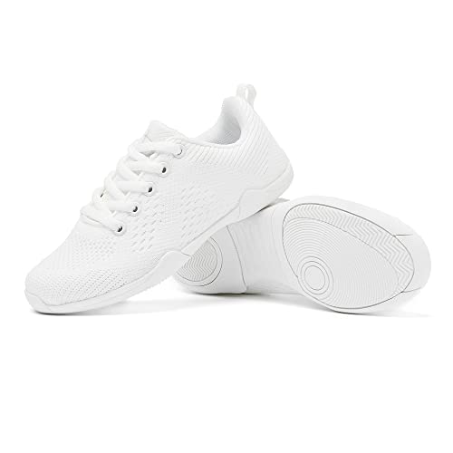 Danzcue Girls White Cheer Shoes, Lightweight Breathable Youth Cheerleading Shoes, Kids Athletic Training Cheer Sneakers2