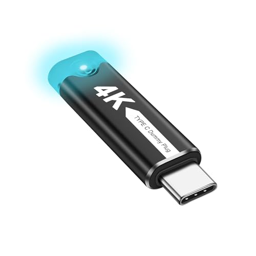 XMSJSIY Emulador de pantalla USB tipo C para chupete 4K a 60Hz USB-C HDR, monitor virtual, adaptador fantasma sin cabeza con luz LED para control remoto sin pantalla