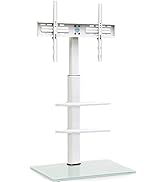 FITUEYES TV Ständer TV Bodenständer 3 Ablagen Standfuß Fernsehstand mit Regal höhenverstellbar sc...