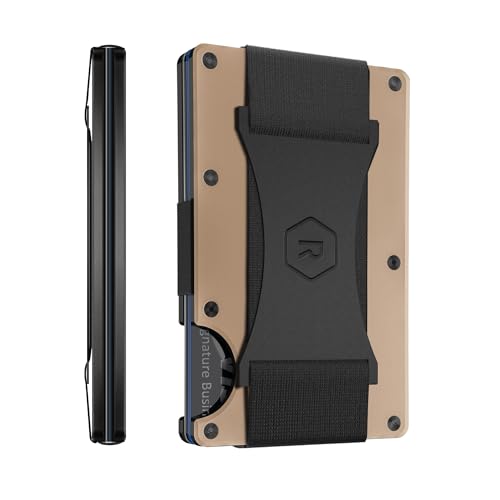 Ridge Wallet for Men - Slim Minimalist Compact Wallet and Card Holder, RFID Protected Front Pocket Wallets for Men with Integrated Cash Strap (Mojave Tan)