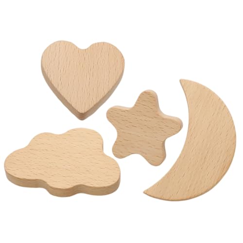 Luxshiny Boho Style Wooden Drawer Pulls 4pcs Cartoon Dresser Knobs for Cabinet Drawer Furniture Home Dec