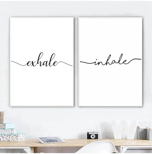 Photo peinture Inhale Exhale affiche bien-être pour décoration intérieure épurée