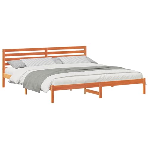 vidaXL Bettrahmen Wachsbraun 200 x 220 cm Massives Kiefernholz, Stylisches modernes Plattformbett, rechteckig mit minimalistischem Design, ideal für erholsamen Schlaf