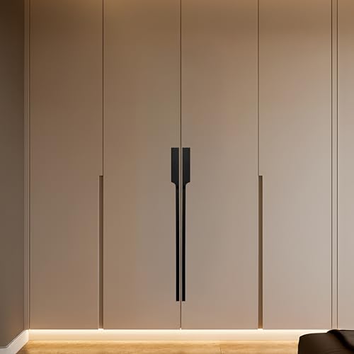 Image of Goldcrest 62cm Handle for Wardrobe & Cabinet /Cupboard Handle /Wardrobe Handle /600mm Hole to Hole (Silk Black) Pack of 2 (Left - Right)-| 3 Years Warranty |