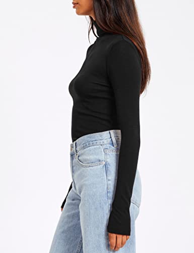 Trendy Queen Women's Plus Size Turtleneck Sweater Thermal Long Sleeve Pullover Layering Aesthetic Black