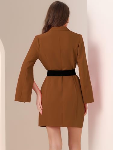 Image of Allegra K Blazer Dress for Women Notched Lapel Work Dresses with Belt