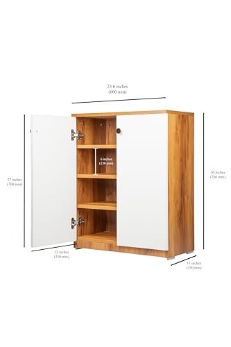 Image of Shoe Storage Cabinet with Doors, Engineered Wood Wooden Shoe Rack Organizer for 8-12 Pairs, Space Saving Shoe Cupboard for Entryway, Bedroom, Living Room, Hallway(SHEESHAM&White 4 Shelf)