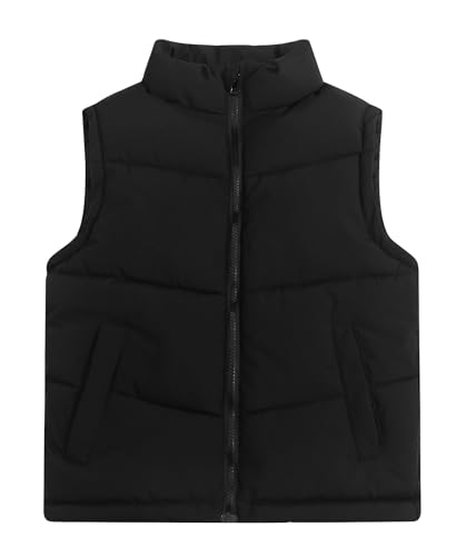 Boys Girls Winter Puffer Vest Stand Collar Windproof Jacket Soft Padded Vests Full Zip Quilted Outwear 7-14 Years