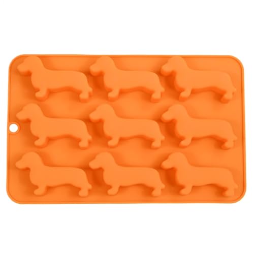Molde de silicona para chocolate, diseño de perro salchicha, bandeja de cubitos de hielo con 9 compartimentos, forma de barra de chocolate de calidad alimentaria, molde para fondant en forma de perro
