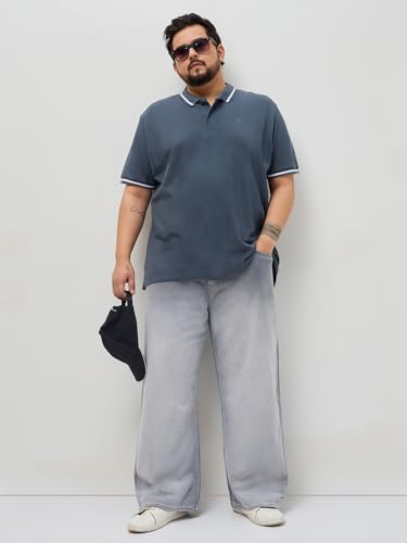 Image of Urbano Plus Men's Loose Baggy Fit Heavy Washed Faded Denim Jeans Non-Stretchable