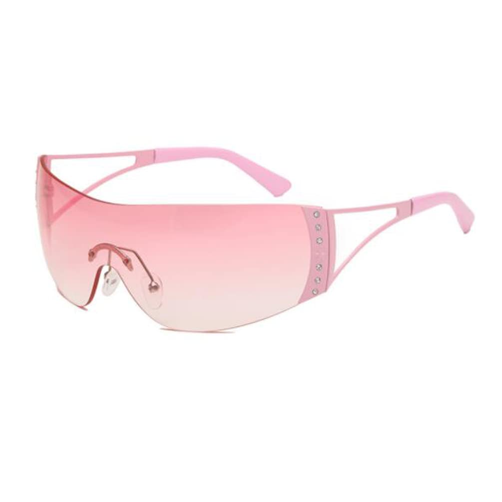 PUB Diamond Inlaid One-piece Metal Hollow Leg Sunglasses UV Resistant Sunglasses Rimless Sunglasses for Women Men