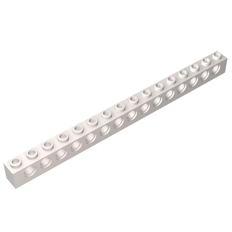 Gobricks 3703 Technology Brick Technic Brick 1x16 [15 Holes] 10 Pieces GDS-630 Compatible with Lego Building Blocks Color:White — image 1