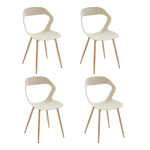 JZGORC Lot de 4 Chaises de Salle à Manger Nordiques, Chaises de Cuisine, avec Pieds de Chaise en Métal, Grand Design de Dossier évidé, idéal pour Salon,...
