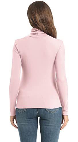 Image of Women's Casual Long Sleeve Turtleneck Tops Slim Fitted Lightweight Base Layer Shirts