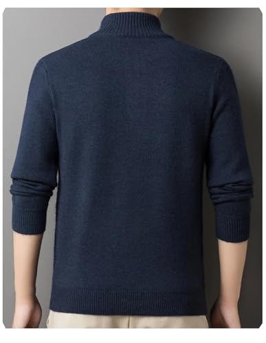 Men's Sweater Winter Fashion Zipper Half Turtleneck Knitted Pullover Sweater2