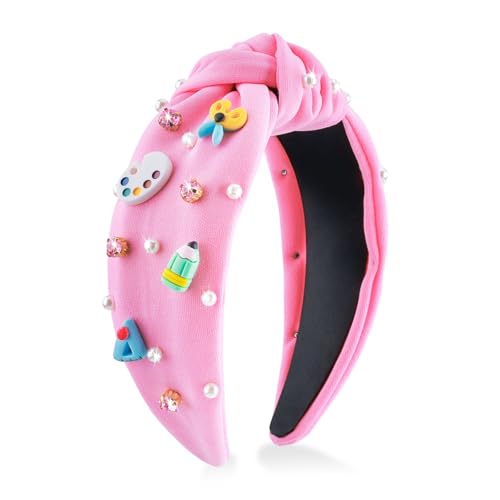 MOSOTECH Teacher Headbands for Women,Back to School Teacher Outfits - Pink