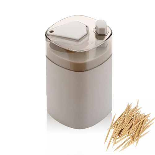 Cyrank Dispenser Porta Stuzzicadenti, Dispenser Automatico Pop-up Per Stuzzicadenti Porta in Plastica Contenitore Per Scatola Per Cucina(Grigio)