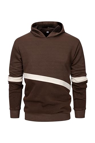 MAXJON Men's Hooded Sweatshirts For Men Long Sleeve Knitted Geometric Texture Casual Fleece Pullover Hoodies2