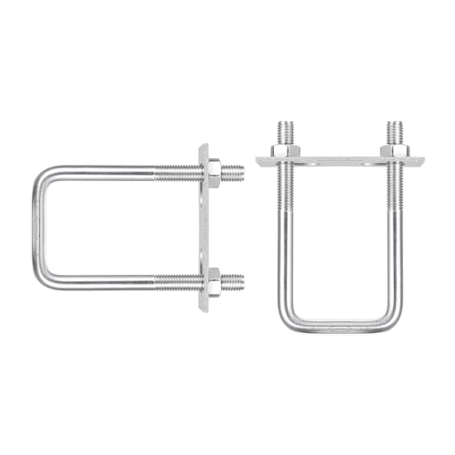Image of DTGN M10x50x120mm(ThreadxWxL) Square U Bolt - 2Pack - Good for Trailer Pipe Replacement Parts - 304 Stainless Steel U Shape Bolts