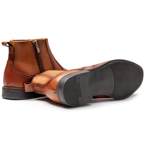 Image of Holy dove Chelsea Boots Men - Genuine Leather,Chelsea Boots for Men with Side Zipper, Casual Slip-On Ankle Boots, Chukka & Oxford Style Dress Boots