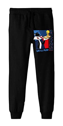 Looney Tunes Sylvester and Tweety We'll Play Sandwich Youth Black Graphic Jogger Pants