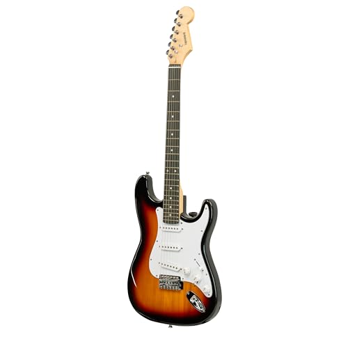 Image of STA 39-Inch 6-String Electric Guitar for Beginners & Intermediate (Sunburst) | SSS Single Coil Pickups | Basswood Body, Rosewood Neck & Fretboard | Standard Tremolo Bridge with Whammy Bar