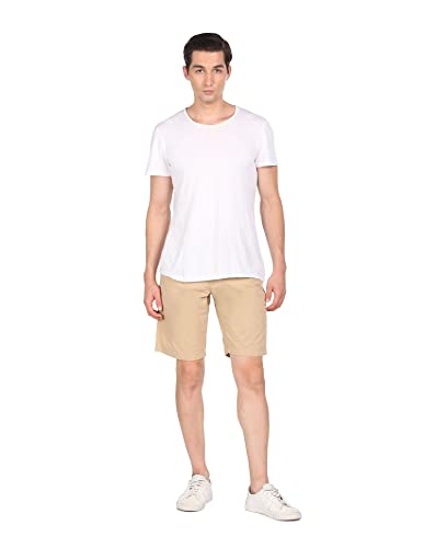 Image of U.S. Polo Assn. Men Light Khaki Flat Front Slim Fit Regular Shorts