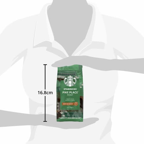 STARBUCKS Pike Place Roast, Medium Roast, Whole Bean Coffee 200g (Pack of 6)
