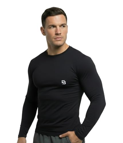 Image of Men's Cool Dry Short Sleeve Compression Shirts, Sports Baselayer T-Shirts Tops, Athletic Workout Shirt