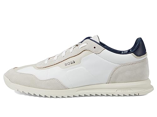 Image of BOSS Men's Zayn Low Profile Suede Leather Two Tone Sneaker