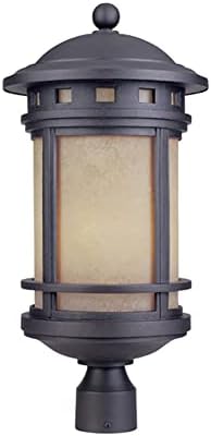 Designers Fountain 2396-AM-ORB Sedona Outdoor Post Lantern Light, 23in H, Oil Rubbed Bronze with Amber Glass Shade