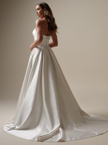 2025 Wedding Dresses for Bride Satin A Line Bridal Gown Formal Party Evening Maxi Gown2