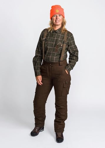 Pinewood Damen Abisko 2.0 Damen Jagd Hose - Outdoorhose Damen - komfortable, gefütterte und praktische Hose für die Jagd und das Ansitzen - mit abnehmbaren Hosenträgern und Rückenpartie