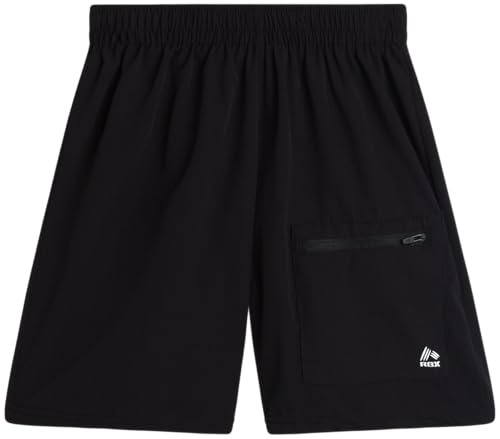 Image of RBX Boys Athletic Shorts Set - 2 Piece Lightweight Short Sleeve Performance T Shirt and Woven Pull-On Running Shorts for Boys