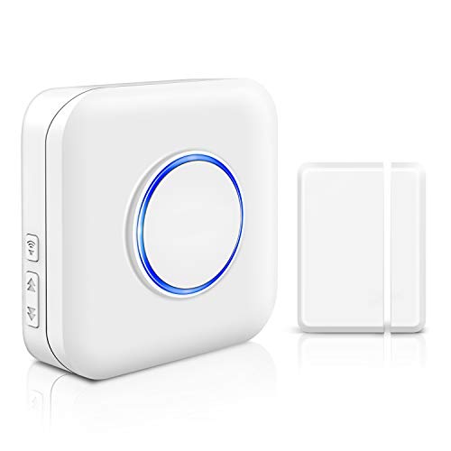 Kit Capteur Porte Carillon Maison, Bitiwend Sirène Alarme Kit Détecteur, Détecteurs pour Portes et Fenêtres, Alarme Maison sans Fil avec Sirene, 1 Carillon de Porte Magnétique et 1 Récepteur