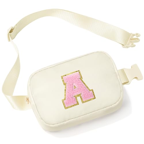 YOOLIFE Gifts 3 4 5 6 7 8 9 10 11 12 13 Years Old Girl Initial Bum Bags Sling Bag Crossbody Bags Fanny Pack Belt Bag Purse for Girls Kids Birthday Gifts for Girls Kids Teen Daughter Sister Beige A
