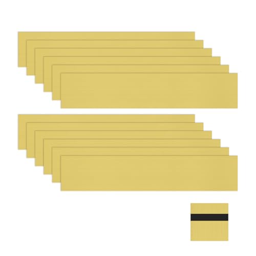 Image of M METERXITY 12-Pack Engraving Blank Materials Double Color 10x2 Inch, 1.3mm Thick ABS Plastic Sheet Yard Signs Name Plate for Door /Office /Home /Conference /Hotel /DIY Carving[Gold /Black]
