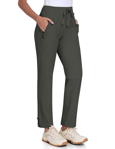 MoFiz Pantalones Cargo Mujer Pantalones Trekking Ligeros Verano Pantalon Trabajo Impermeable Senderismo Pants Verde-A L