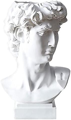 fazhongfa Greek Statue of David Bust Resin Sculpture for Roman Bookshelf Tabletop Office Home Decor 6.5 Inch David Head Artist Figurine Succulent Planters Dried Flowers Vase Makeup Brush Pen Holders