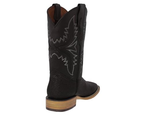 Texas Legacy Mens Black Cowboy Boots Stingray Diamond Stone Print Leather Square Toe3
