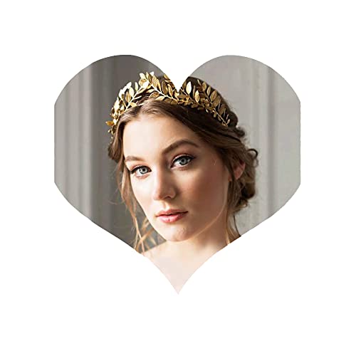 Chargances Bride Floral Gold Crown Bridal Crown Bridal Tiara Gold Headband Wedding HairPiece Weeding HeadPiece Hair Accessory Boho Simple Delicate Handmade Gold Jewelry Gift for Women and Girls