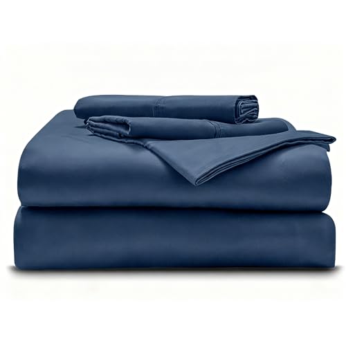 Image of Queen - 60 inch x 80 inch Size Luxury 600 Thread-Count 100% Egyptian Long Staple Cotton Sheets Set Sheet Set Soft & Silky Sateen Weave 15 Inch Deep-Pockets - Queen, Mediterranean Blue