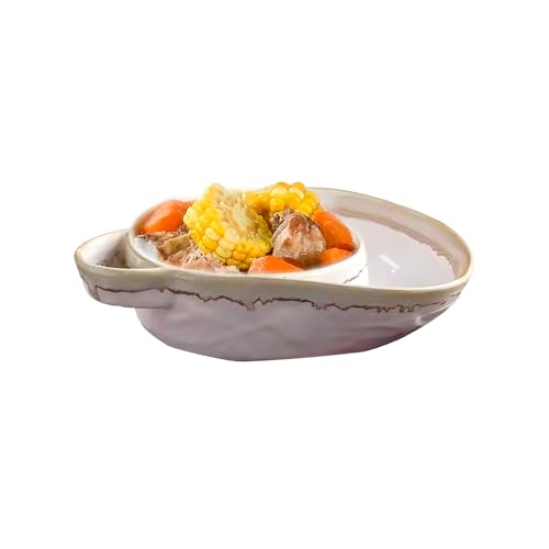 Combo de cuenco para sopa y pan, vajilla apilable que ahorra espacio, juego de sopa y sándwich, construcción resistente a los golpes térmicos, ideal para comidas familiares, té, cocina diaria