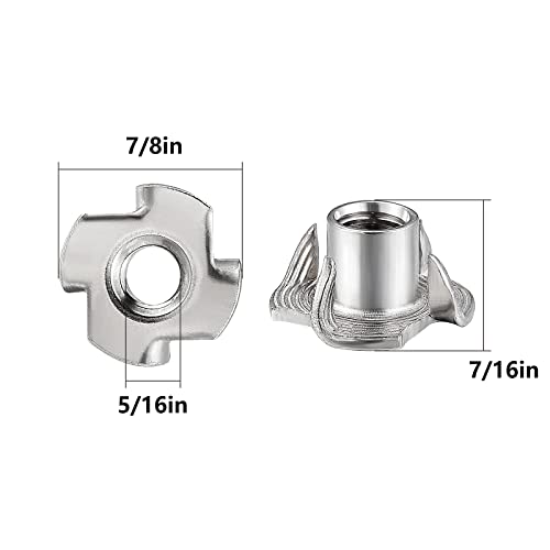 Wensilon 100002 50Pcs 5/16"-18 T-Nut 304 Stainless Steel Four-Jaw thumb #1