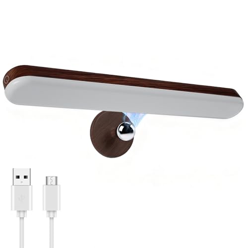 Image of Benreom Vanity Light for Mirror with 4000mAh Rechargeable Battery, Touch Control Dimmable Makeup Light with 3 Color Modes, Magnetic 360 Adjustable LED Bathroom Mirror Light, Dark Wood