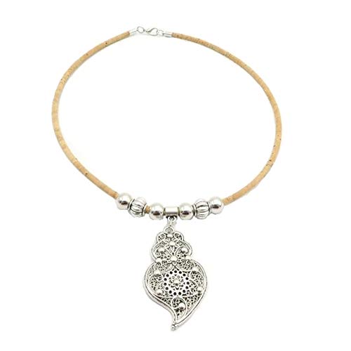 Handmade Cork Portuguese Cork Necklace with Heart of Viana Pendant - Organic, Eco-Friendly Wear and Tear Resistant, Waterproof - Vegan Gift3