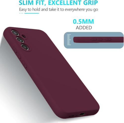 Image of DIZORO Microfiber Candy Case Compatible for Samsung A15 5G Smooth Touch Cushion Liquid Soft Silicone Gel Rubber Phone Cases Non-Slip Full Body Protective Shockproof Back Cover (Wine Red)